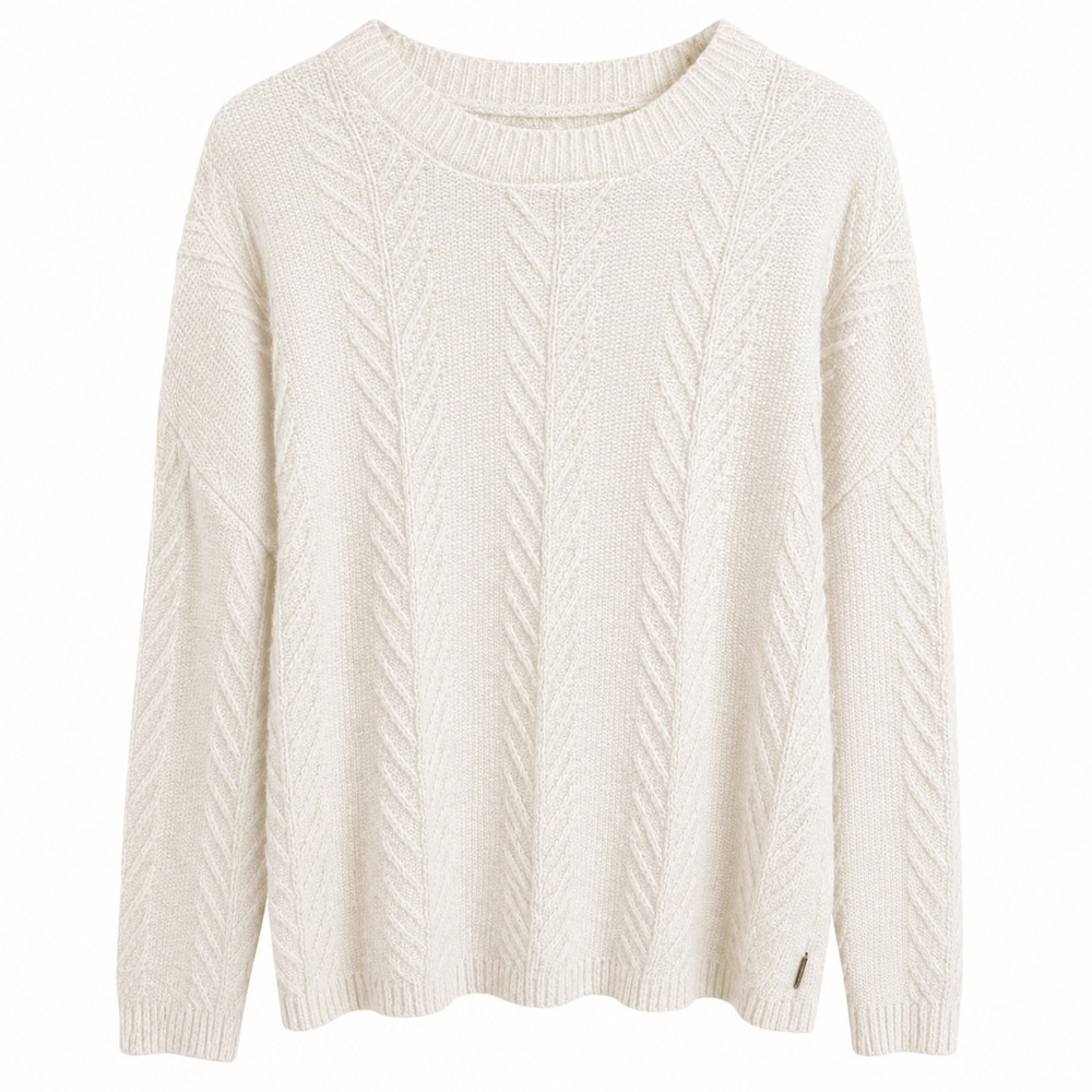 Orvis Cable Knit Sweater XS Cream Cotton Blend Cottagecore Coastal Grandpa